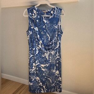 Kate & Mallory Blue and White Swirl Sleeveless Midi Dress NWOT Large